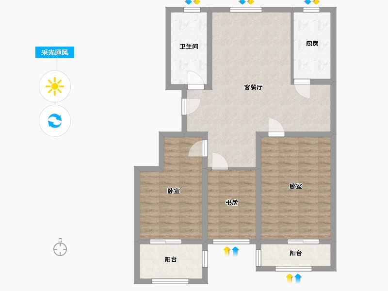 山东省-威海市-都市枫景-92.00-户型库-采光通风