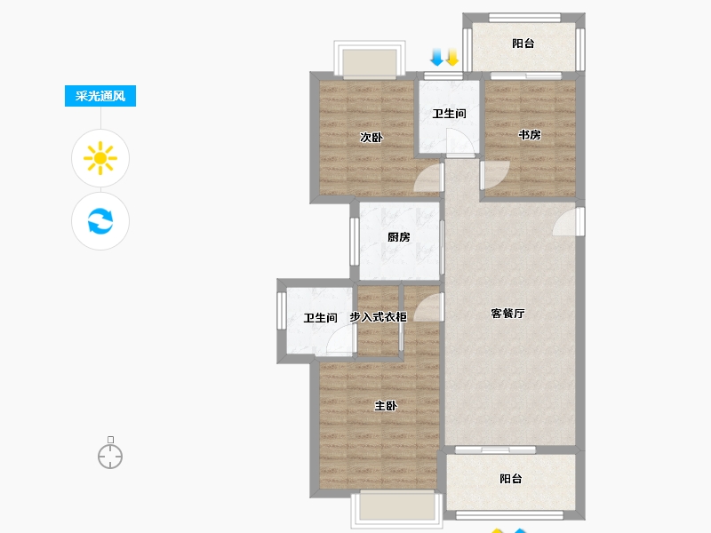 福建省-漳州市-华艺水晶花园-85.00-户型库-采光通风