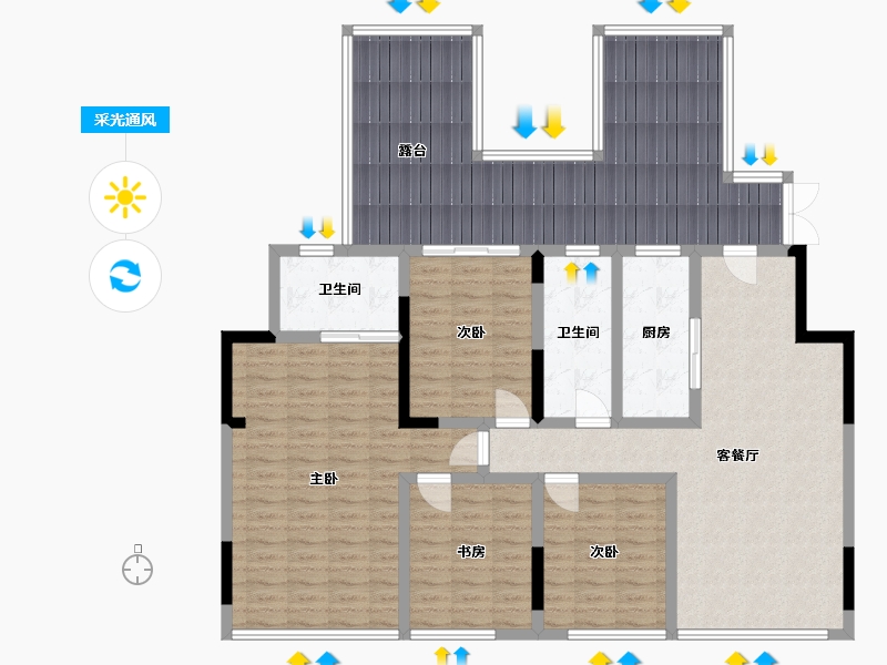 重庆-重庆市-泰吉同城悦府星台-117.00-户型库-采光通风