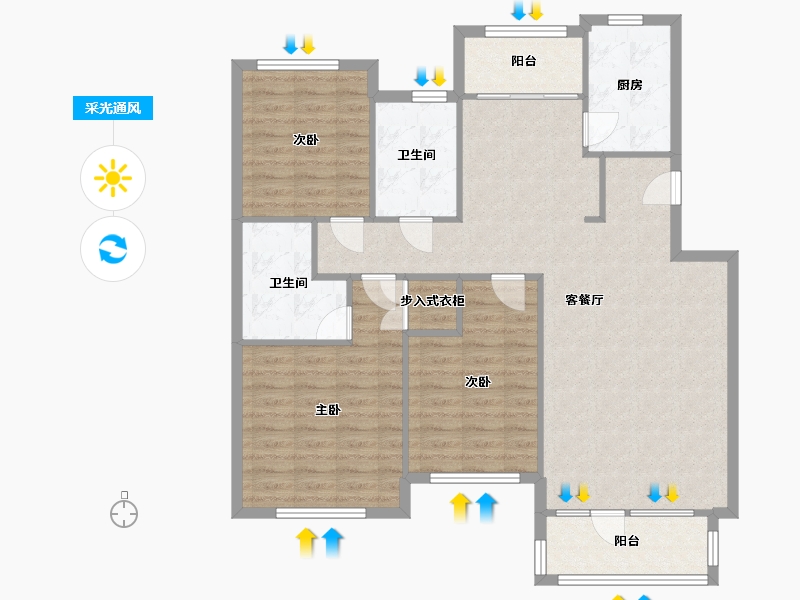 山东省-济南市-海尔绿城全运村桂花园-南区-127.00-户型库-采光通风