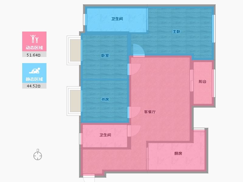 四川省-绵阳市-万达天澜-80.00-户型库-动静分区