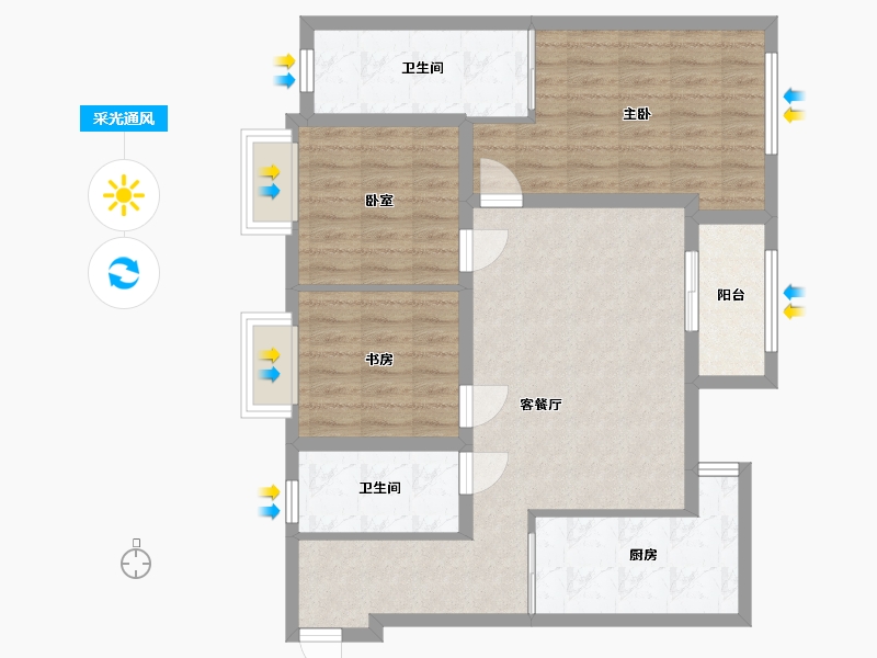 四川省-绵阳市-万达天澜-80.00-户型库-采光通风