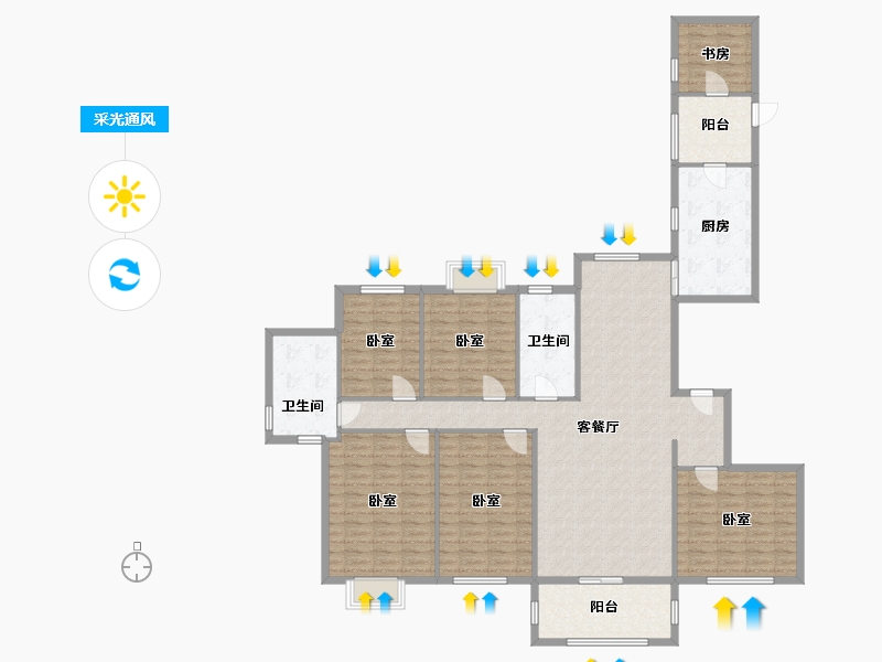 湖北省-武汉市-世茂锦绣长江-3期-173.00-户型库-采光通风