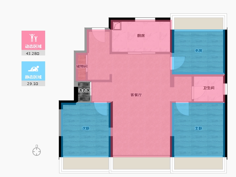 吉林省-长春市-中海尚学府-80.00-户型库-动静分区