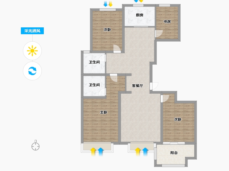 山东省-聊城市-星光和园-125.00-户型库-采光通风