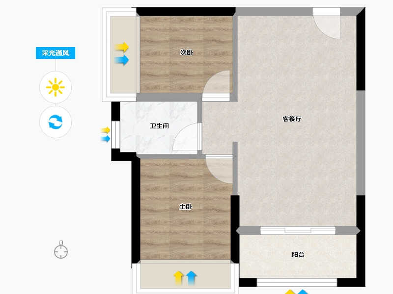 广东省-江门市-越秀滨江华悦-67.00-户型库-采光通风