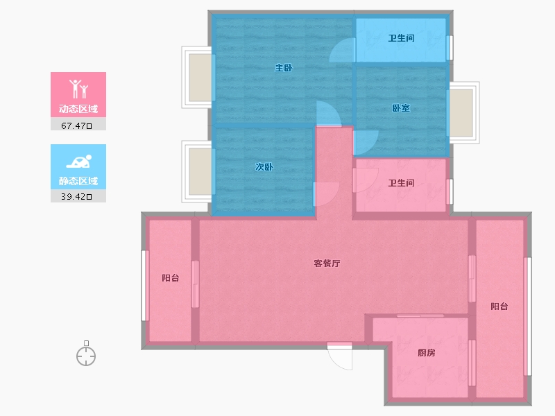 湖南省-怀化市-卓煌清华园1期-96.00-户型库-动静分区