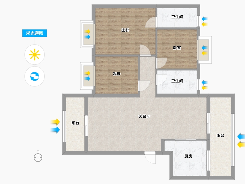 湖南省-怀化市-卓煌清华园1期-96.00-户型库-采光通风