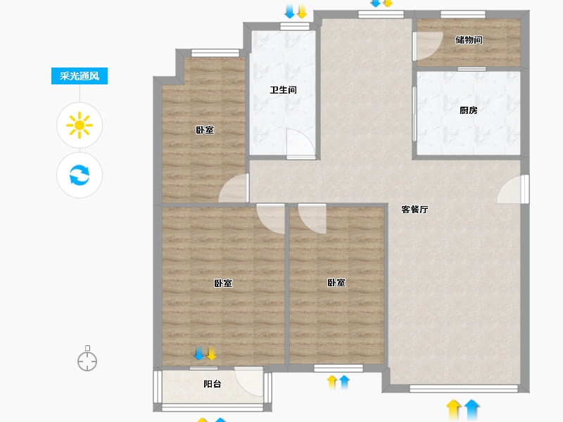 辽宁省-大连市-幸福E家二期-114.00-户型库-采光通风