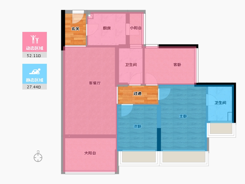 广东省-珠海市-华发广场(II期)横琴湾-78.03-户型库-动静分区