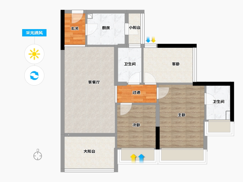 广东省-珠海市-华发广场(II期)横琴湾-78.03-户型库-采光通风