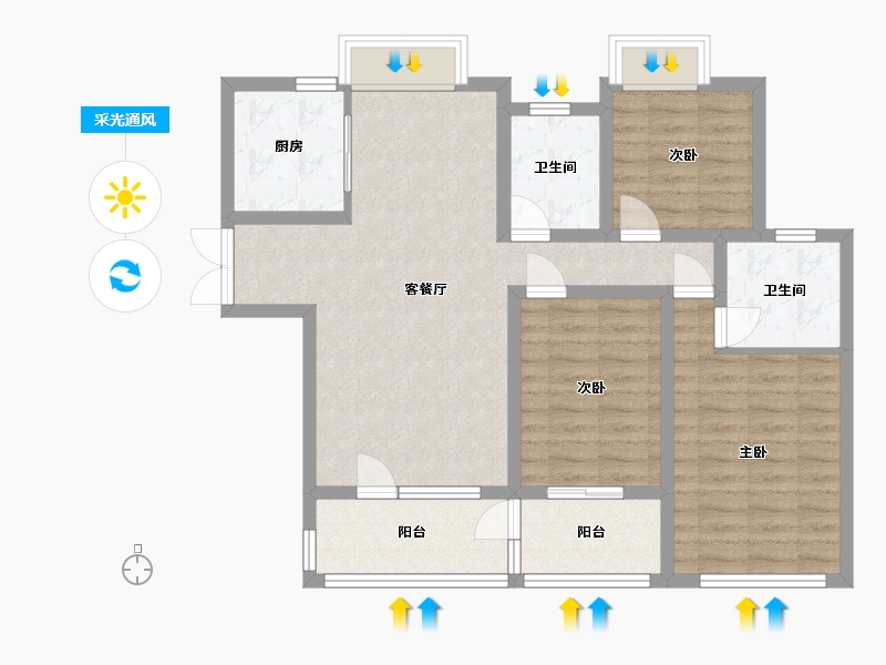 河北省-石家庄市-安联天颂-107.83-户型库-采光通风