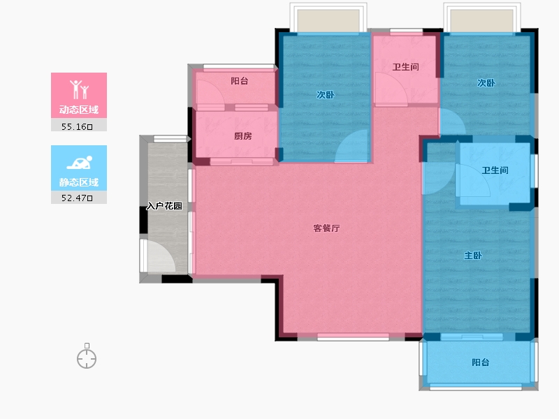 湖北省-襄阳市-枣阳信达中央公园-103.73-户型库-动静分区