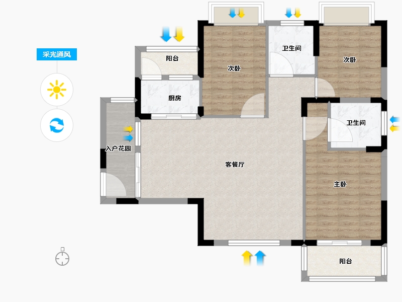 湖北省-襄阳市-枣阳信达中央公园-103.73-户型库-采光通风