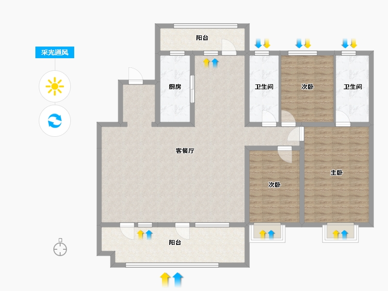 山东省-潍坊市-九里元筑-190.00-户型库-采光通风