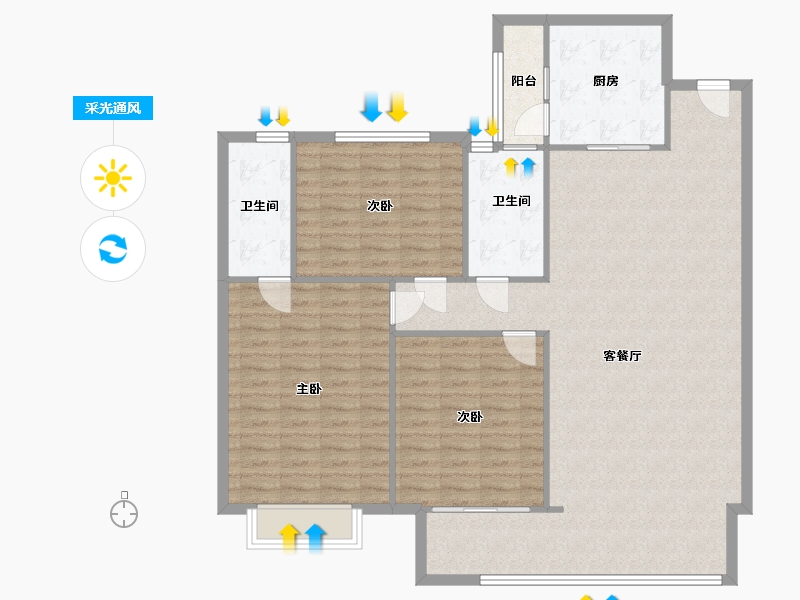 河北省-张家口市-碧桂园天玺-108.00-户型库-采光通风