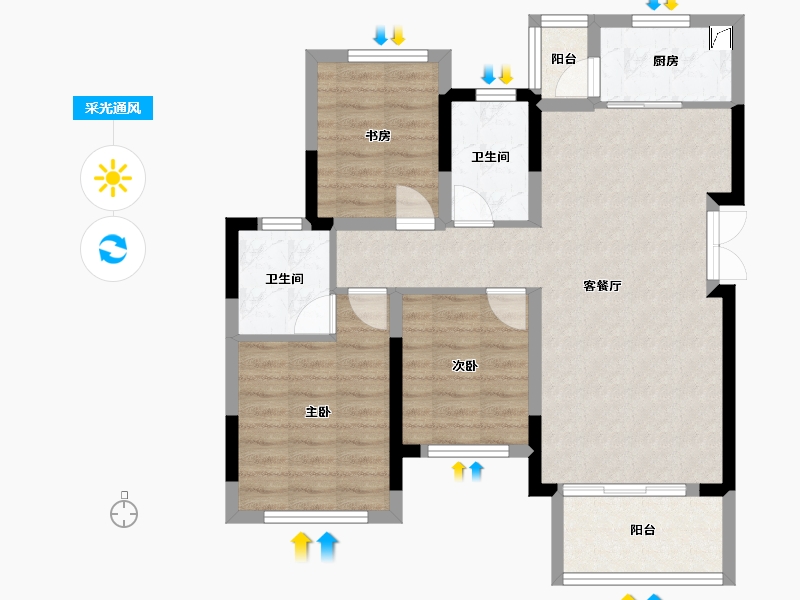 四川省-宜宾市-宜宾·临港新区·金科城-80.00-户型库-采光通风