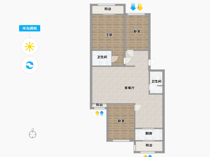 北京-北京市-东关南里-123.00-户型库-采光通风