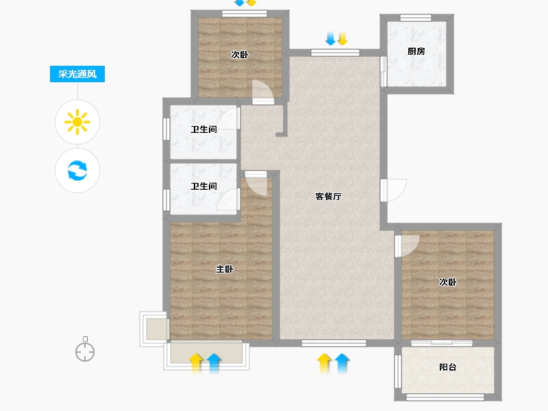 河北省-沧州市-瀛洲悦府-100.00-户型库-采光通风