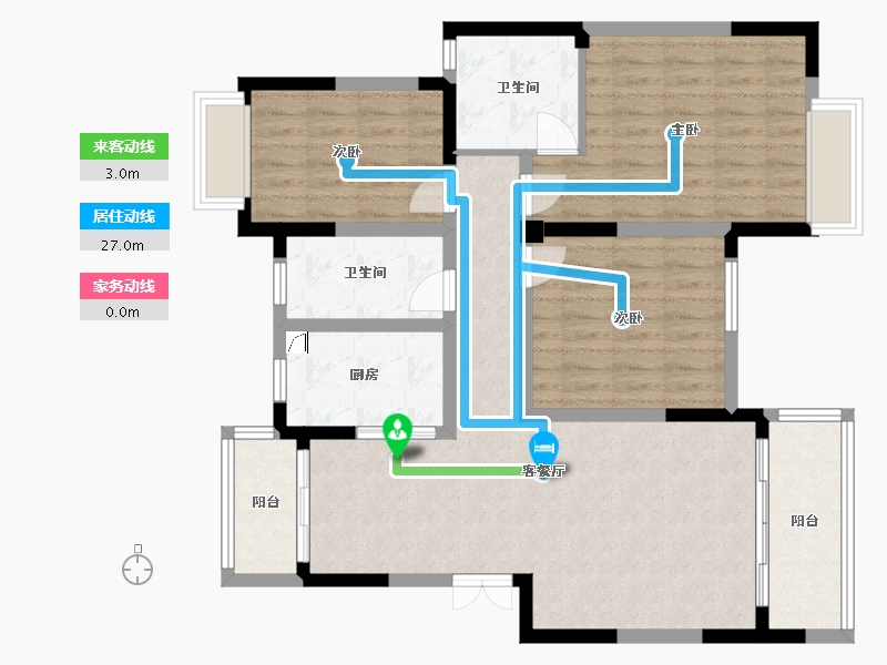 江苏省-苏州市-珠村华庭-95.00-户型库-动静线