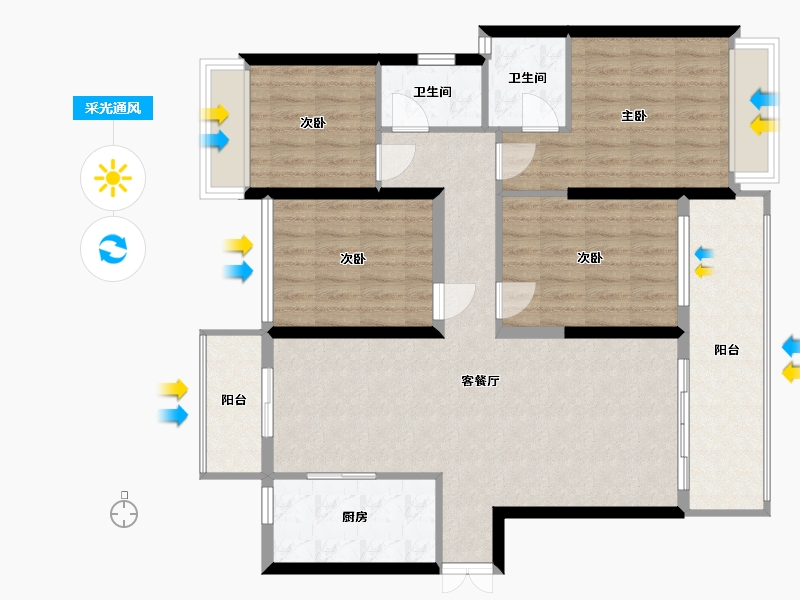 湖南省-永州市-蓝山壹号-98.00-户型库-采光通风