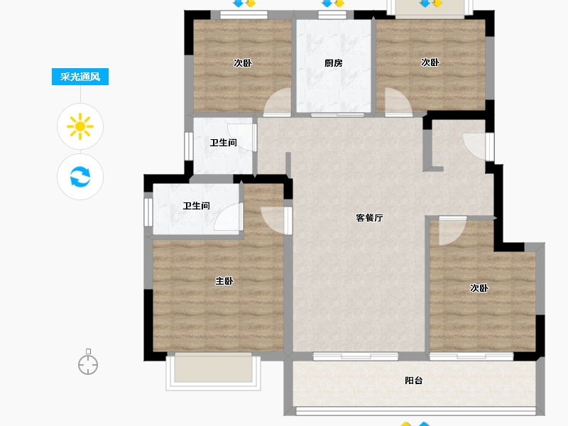 江苏省-苏州市-花溪澜苑-98.00-户型库-采光通风