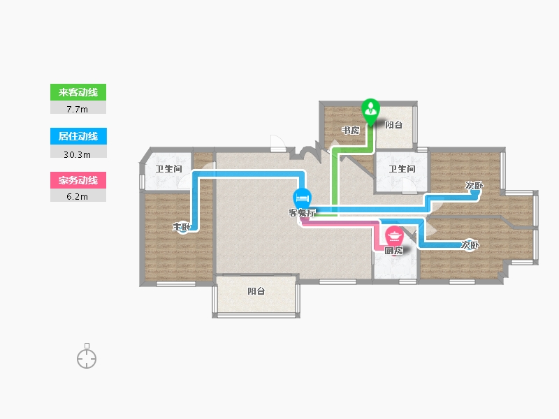 广东省-广州市-滨海花园-130.00-户型库-动静线