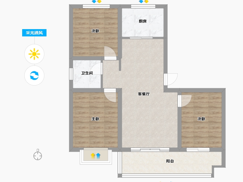 山西省-临汾市-阳光城-90.00-户型库-采光通风