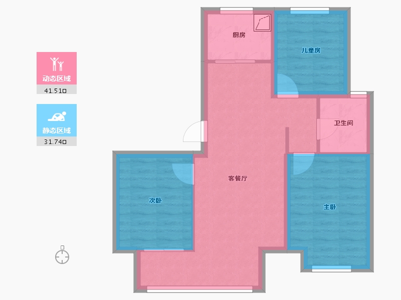 河北省-廊坊市-三叶公园-73.00-户型库-动静分区