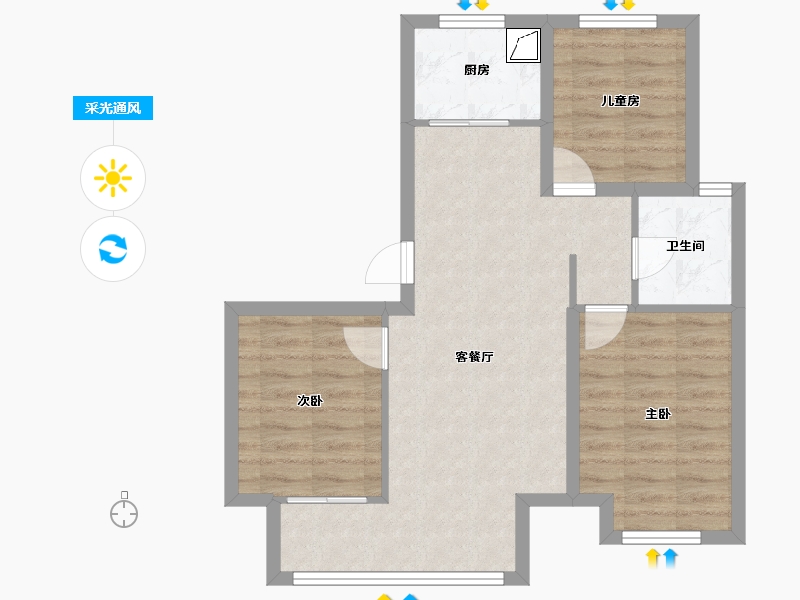 河北省-廊坊市-三叶公园-73.00-户型库-采光通风