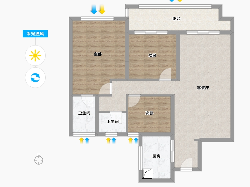 湖北省-仙桃市-祥生观澜府-109.00-户型库-采光通风