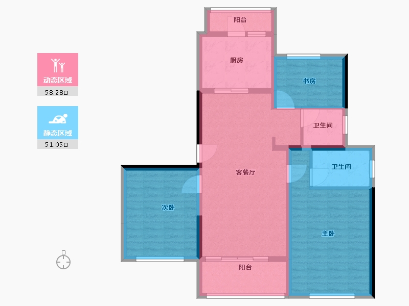 江苏省-苏州市-碧海家园-98.00-户型库-动静分区