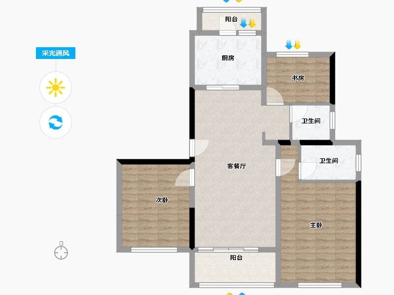 江苏省-苏州市-碧海家园-98.00-户型库-采光通风