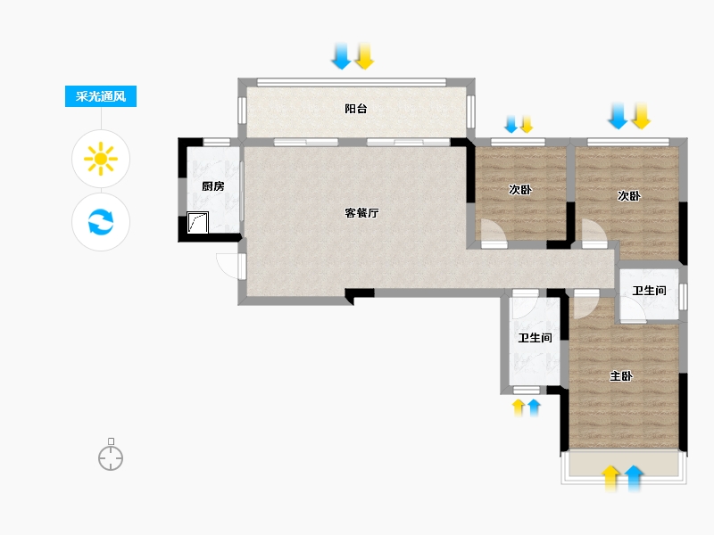 四川省-宜宾市-正黄翡翠堂-93.35-户型库-采光通风