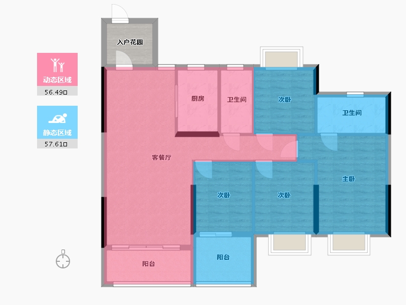 广东省-清远市-骏豪苑-109.77-户型库-动静分区