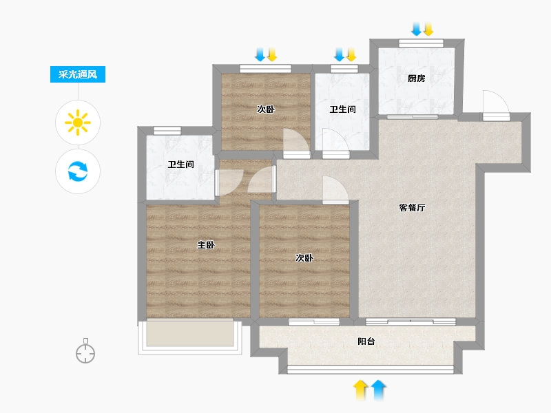 山东省-济南市-绿城春来晓园-82.00-户型库-采光通风