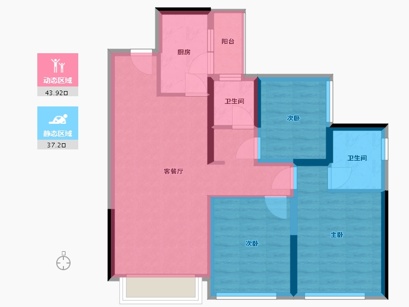 四川省-眉山市-万景-85.00-户型库-动静分区