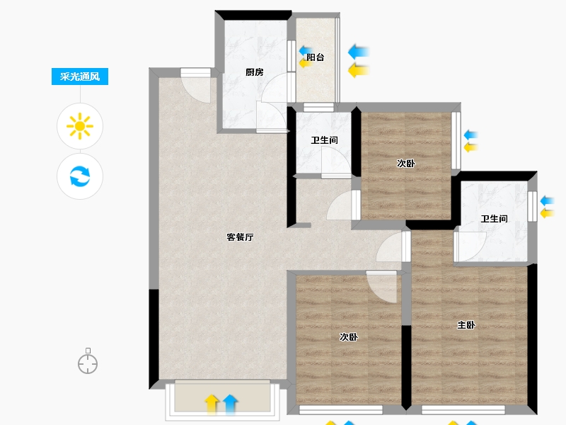 四川省-眉山市-万景-85.00-户型库-采光通风