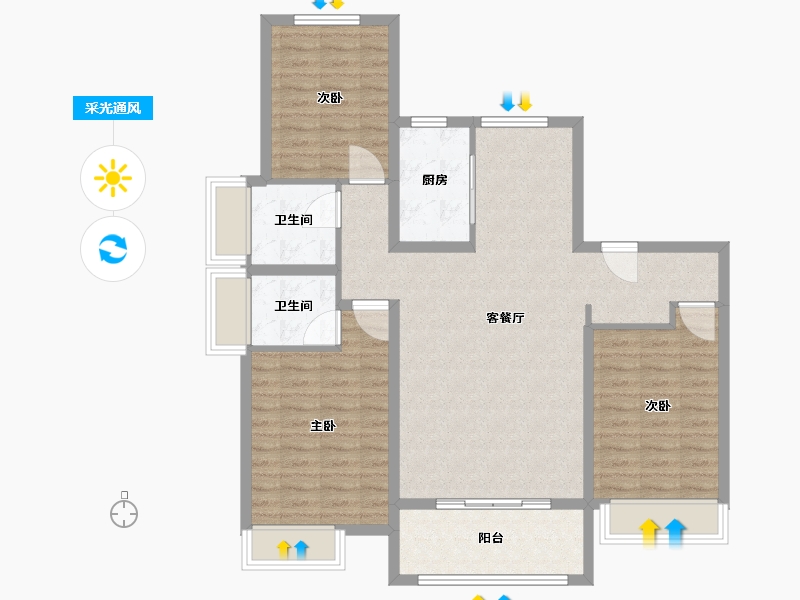 河南省-焦作市-璞韵居-101.50-户型库-采光通风