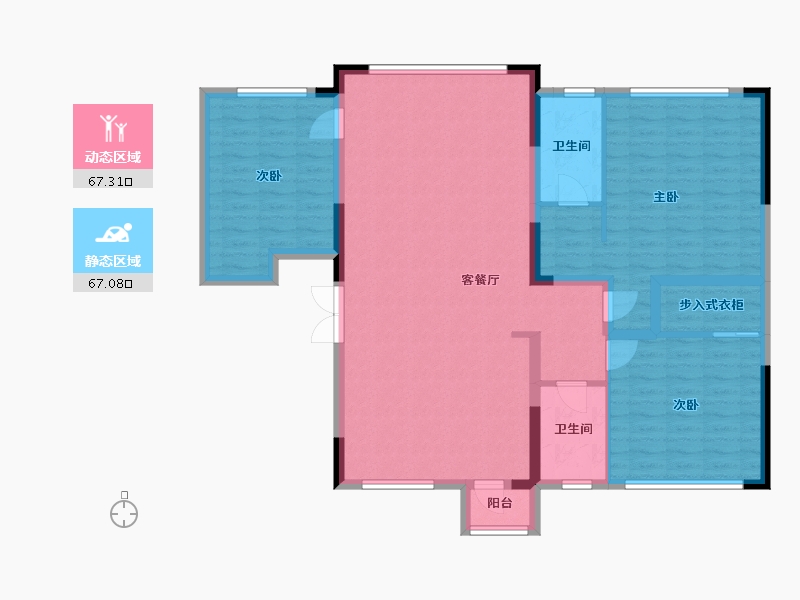 内蒙古自治区-呼伦贝尔市-水岸壹号-136.00-户型库-动静分区