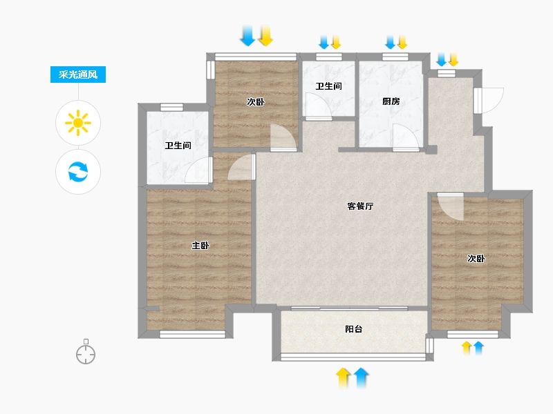 江苏省-苏州市-都会理想花园-80.00-户型库-采光通风