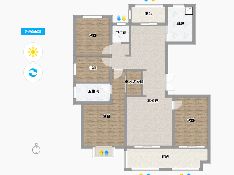 湖北省-荆州市-联投国际城璞悦湾-120.00-户型库-采光通风