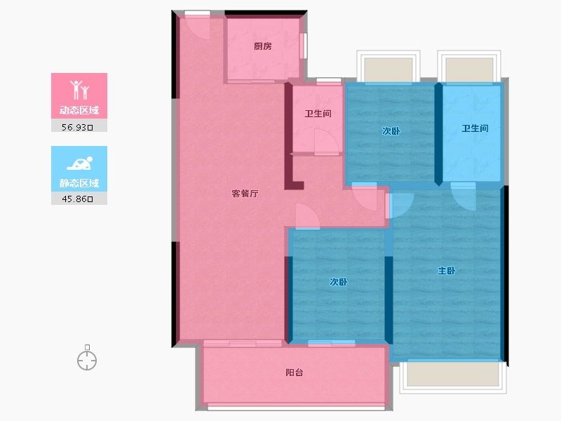 江苏省-无锡市-上品瑾苑-91.91-户型库-动静分区