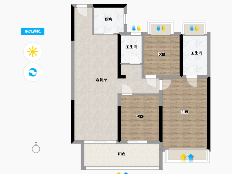 江苏省-无锡市-上品瑾苑-91.91-户型库-采光通风