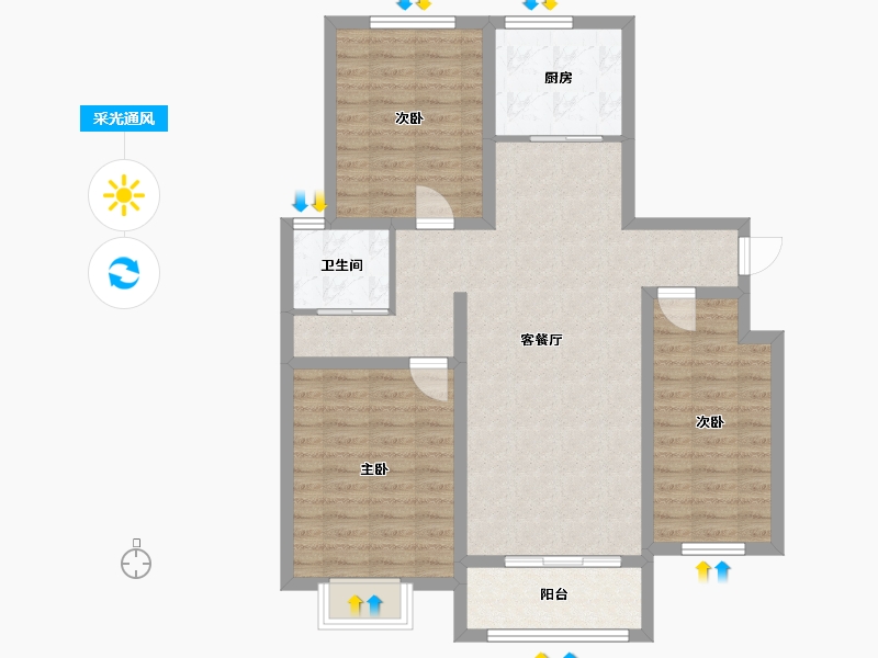 山东省-枣庄市-颐泽苑-102.00-户型库-采光通风