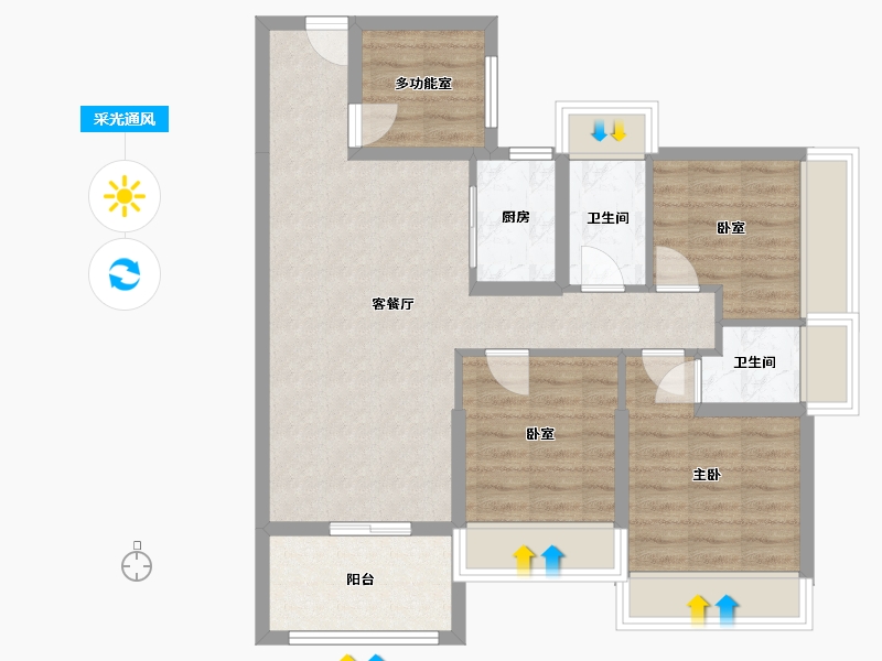 广东省-湛江市-东达海角8号-76.60-户型库-采光通风