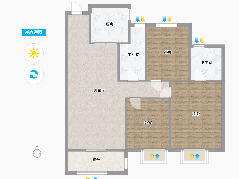 河北省-保定市-璟宸河畔-96.00-户型库-采光通风