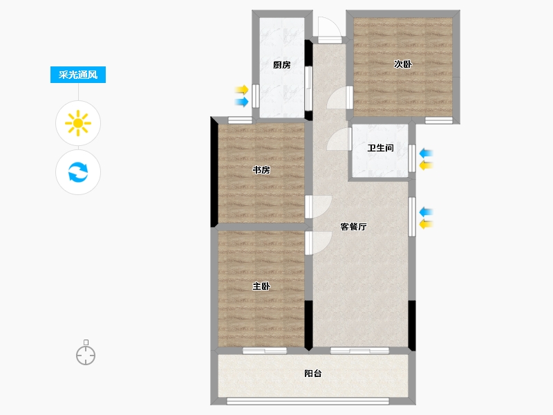 安徽省-淮北市-傲景观澜-91.00-户型库-采光通风