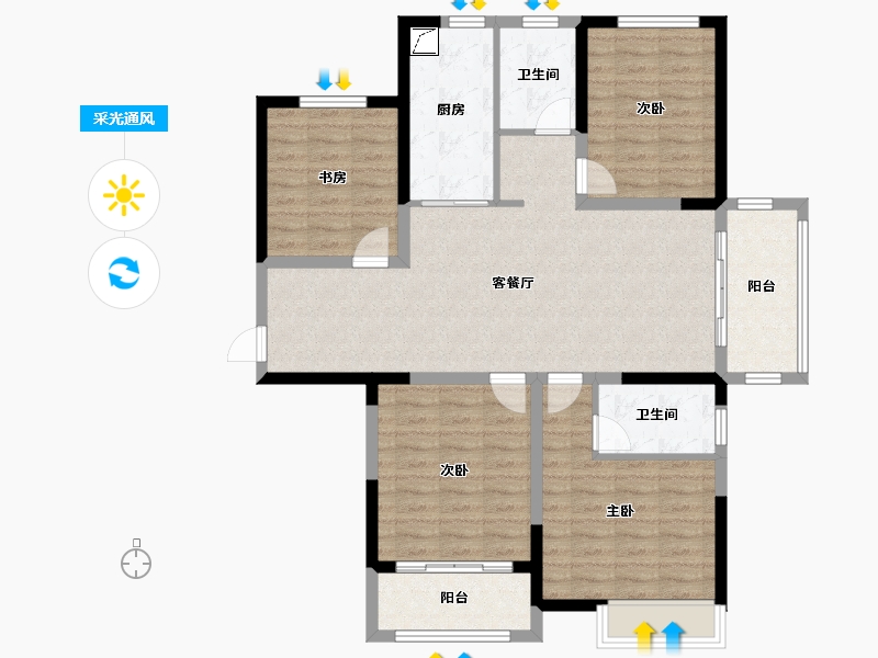 江苏省-南京市-棠悦花园-110.00-户型库-采光通风