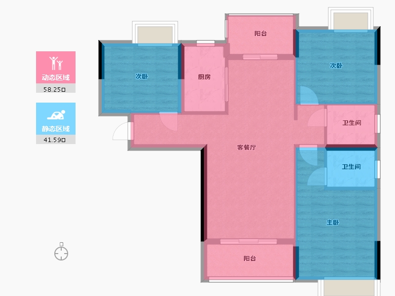 湖北省-天门市-汉旺世纪城-90.00-户型库-动静分区